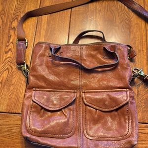 Fossil Leather Crossbody. Brown leather